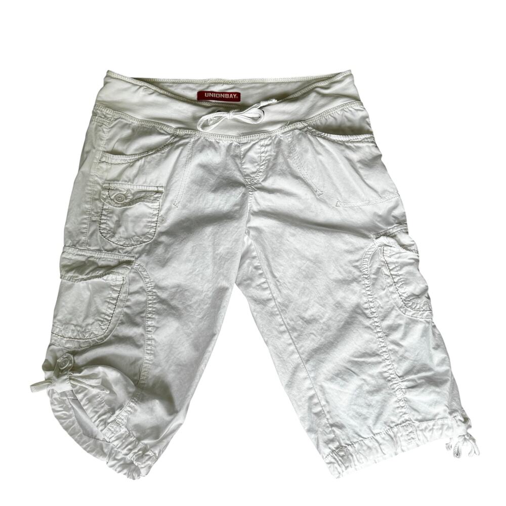 Unionbay Size 5 White Cotton Cargo Bermuda Shorts